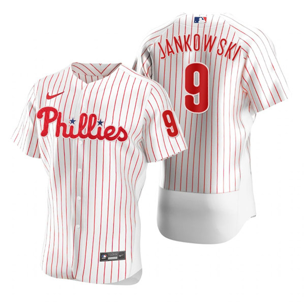 Mens Philadelphia Phillies #9 Travis Jankowski Nike White Pinstripe Home Flexbase Jersey
