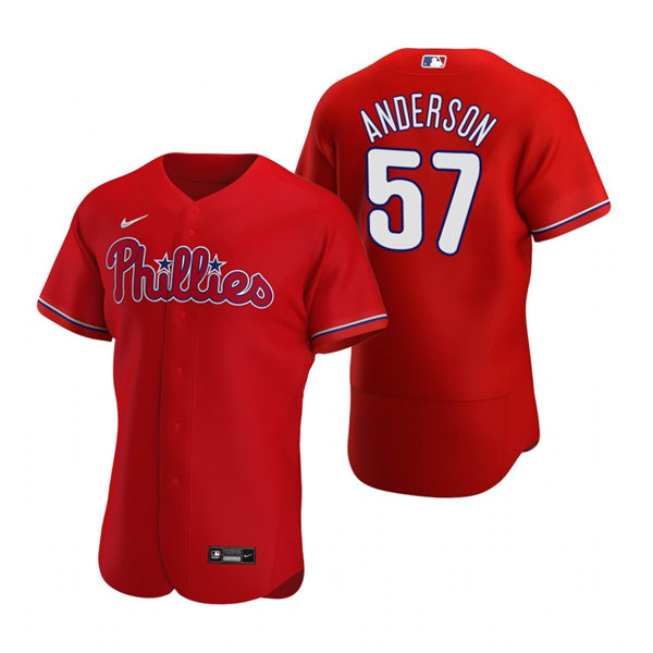 Mens Philadelphia Phillies #57 Chase Anderson Nike Red Alternate Flex base Baseball Jersey