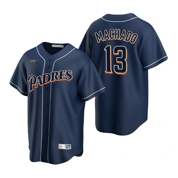 Mens San Diego Padres #13 Manny Machado Nike Navy Cooperstown Collection Jersey