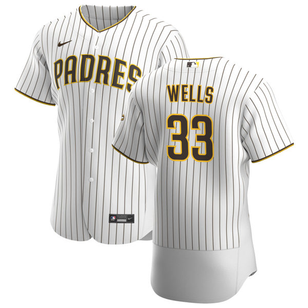 Mens San Diego Padres Retired Player #33 David Wells Nike White Brown Home FlexBase Stitched MLB Jersey