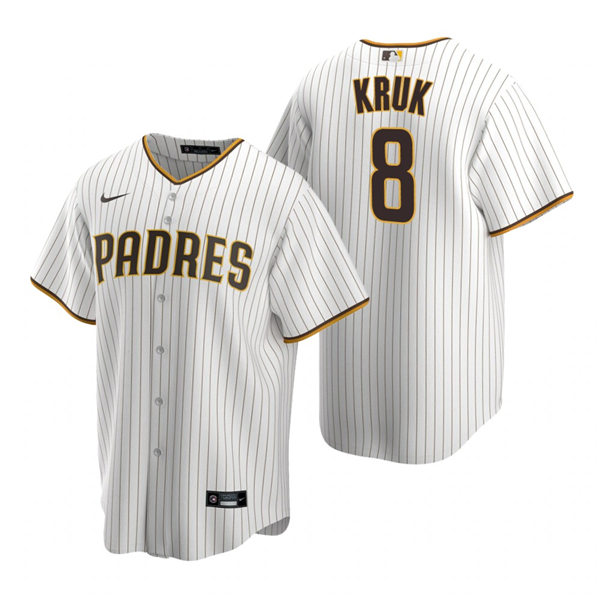 Mens San Diego Padres Retired Player #8 John Kruk Nike White Brown Home Coo Base Stitched MLB Jersey