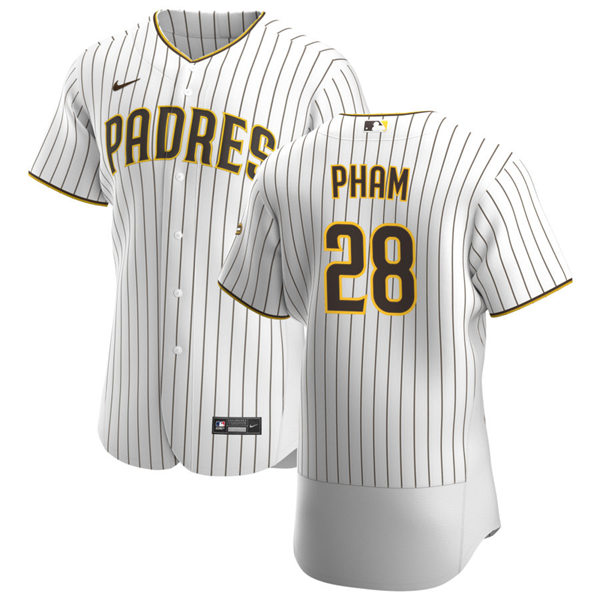 Mens San Diego Padres #28 Tommy Pham Nike White Brown Home FlexBase Stitched MLB Jersey Mens San Diego Padres #28 Tommy Pham Nike White Brown Home FlexBase Stitched MLB Jersey