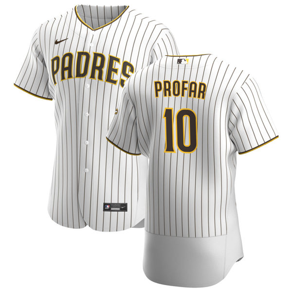 Mens San Diego Padres #10 Jurickson Profar Nike White Brown Home FlexBase Stitched MLB Jersey