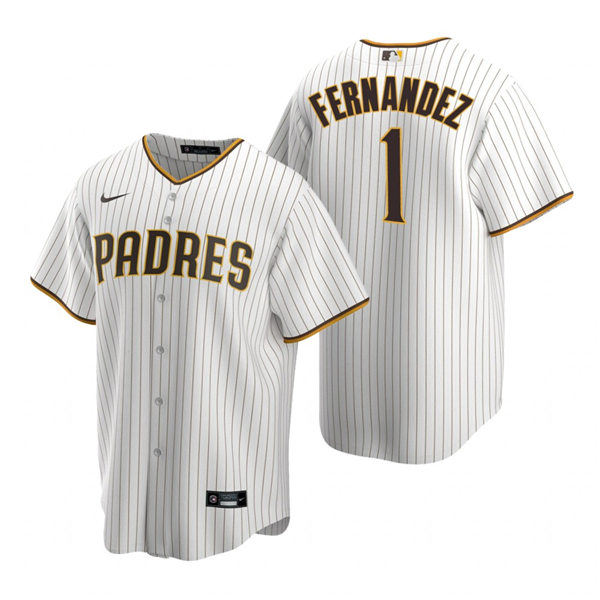 Mens San Diego Padres Retired Player #1 Tony Fernandez Nike White Brown Home Coo Base Stitched MLB Jersey