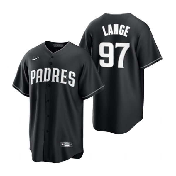 Mens San Diego Padres #97 Justin Lange Nike 2021 Black Fashion Jersey