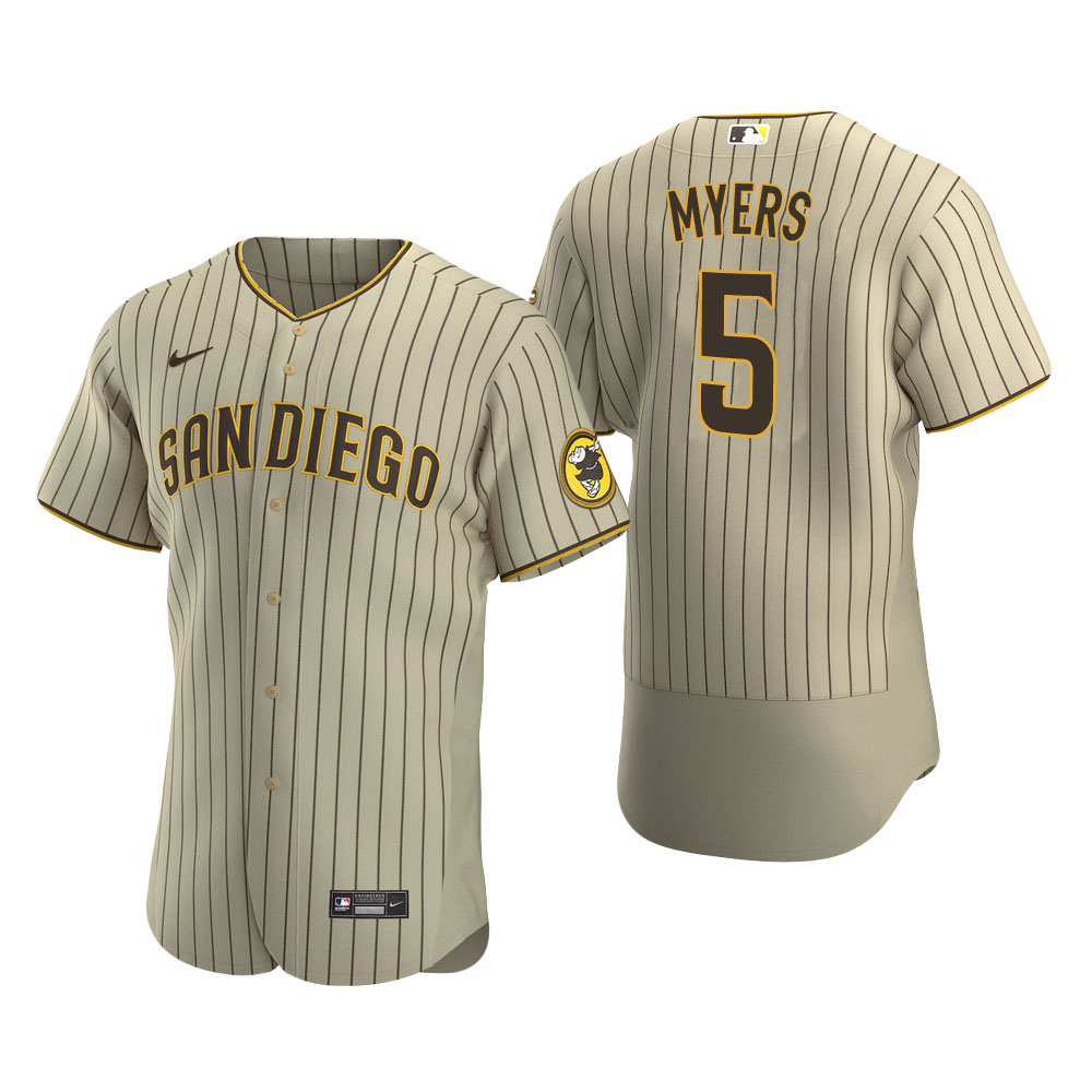Mens San Diego Padres #5 Wil Myers Nike Tan Brown Alternate FlexBase Jersey