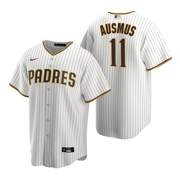 Mens San Diego Padres Retired Player #11 Brad Ausmus Nike White Brown Home Coo Base Stitched MLB Jersey