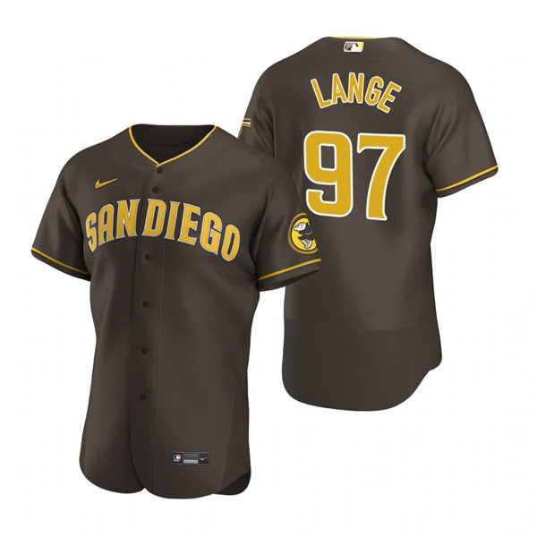 Mens San Diego Padres #97 Justin Lange Nike Brown Road Player FlexBase Jersey