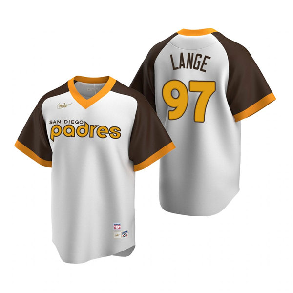 Mens San Diego Padres #97 Justin Lange Nike White Pullover Cooperstown Collection Jersey