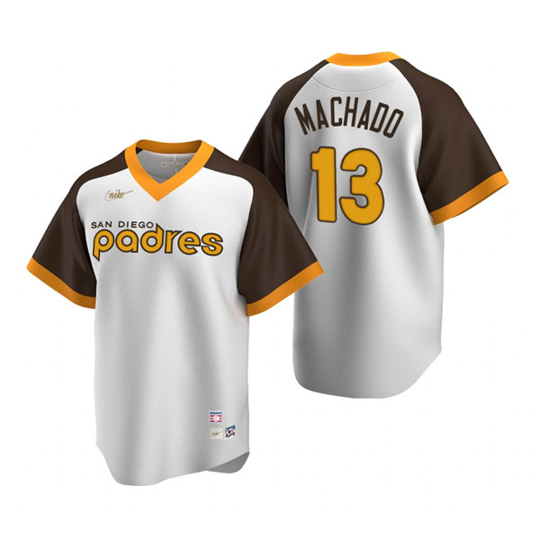 Mens San Diego Padres #13 Manny Machado Nike White Pullover Cooperstown Collection Jersey