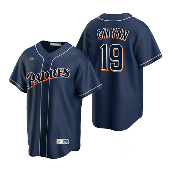 Mens San Diego Padres Retired Player #19 Tony Gwynn Nike Navy Cooperstown Collection Jersey