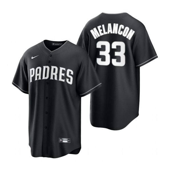 Mens San Diego Padres #33 Mark Melancon Nike 2021 Black Fashion Jersey