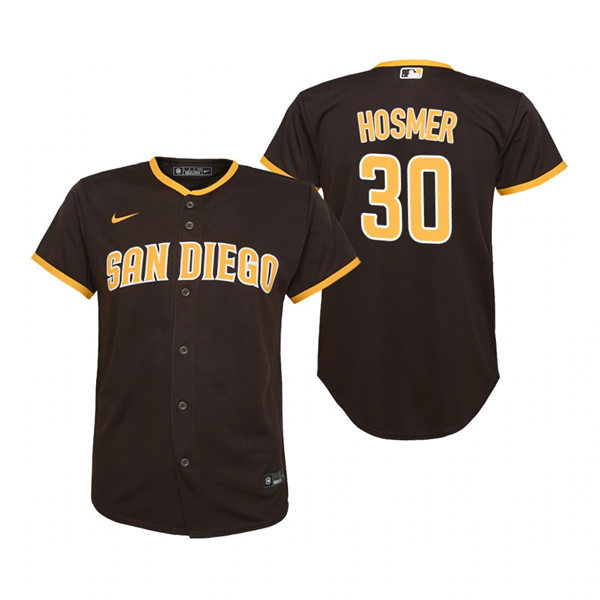 Youth San Diego Padres #30 Eric Hosmer Nike Brown Road Coo Base Stitched MLB Player Jersey