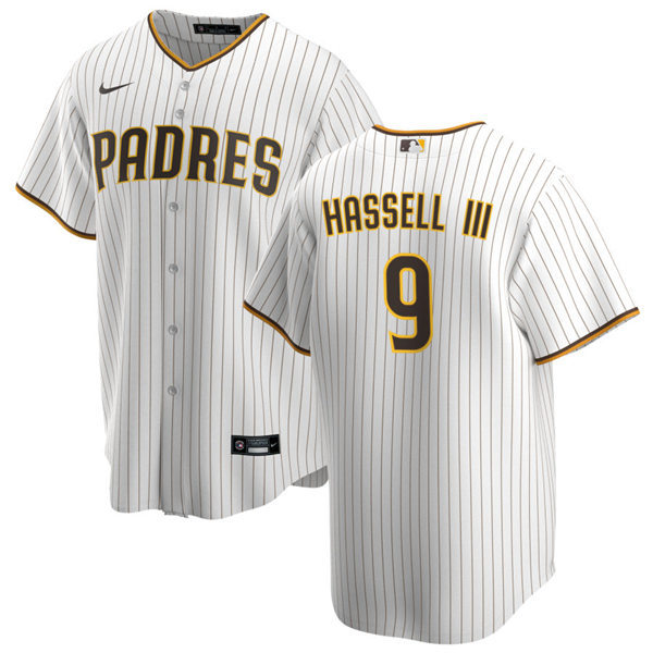 Youth San Diego Padres #9 Robert Hassell III Nike White Brown Home CooBase Stitched MLB Jersey
