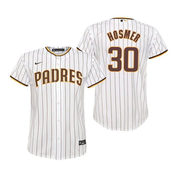 Youth San Diego Padres #30 Eric Hosmer Nike White Brown Home CooBase Stitched MLB Jersey