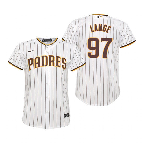 Youth San Diego Padres #97 Justin Lange Nike White Brown Home CooBase Stitched MLB Jersey