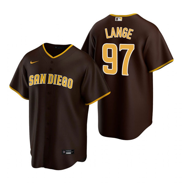 Youth San Diego Padres #97 Justin Lange Nike Brown Road Coo Base Stitched MLB Player Jersey