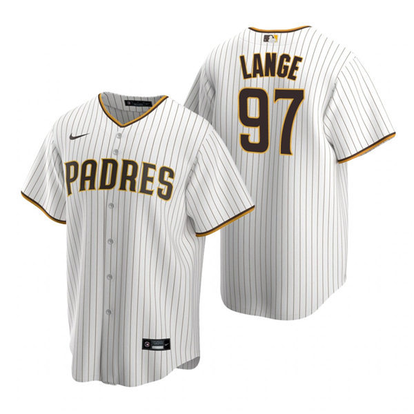 Womens San Diego Padres #97 Justin Lange Nike White Brown Home Stitched Jersey