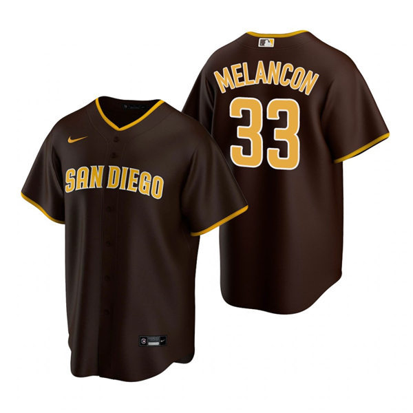 Womens San Diego Padres #33 Mark Melancon Nike Brown Road Coo Base Stitched MLB Player Jersey