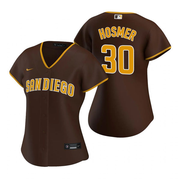 Womens San Diego Padres #30 Eric Hosmer Nike Brown Road Coo Base Stitched MLB Player Jersey