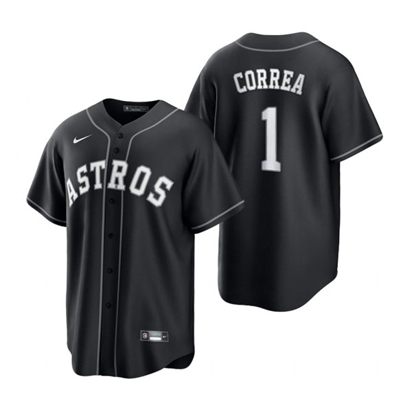 Mens Houston Astros #1 Carlos Correa Nike 2021 Black Fashion Jersey