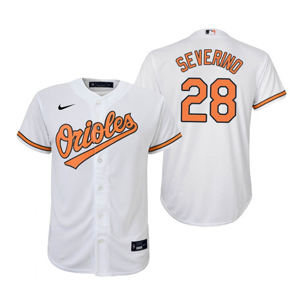 Youth Baltimore Orioles #28 Pedro Severino Nike White Home Jersey