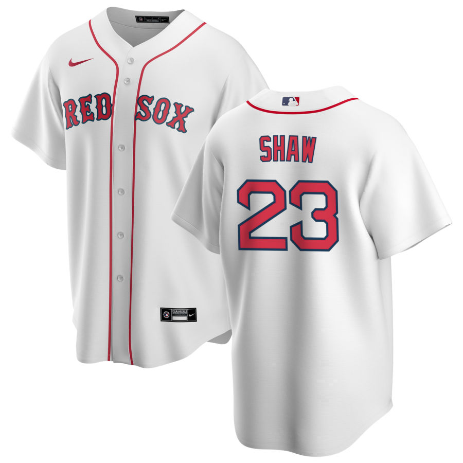 Mens Boston Red Sox #23 Travis Shaw Nike White Home with Name Cool Base Jersey