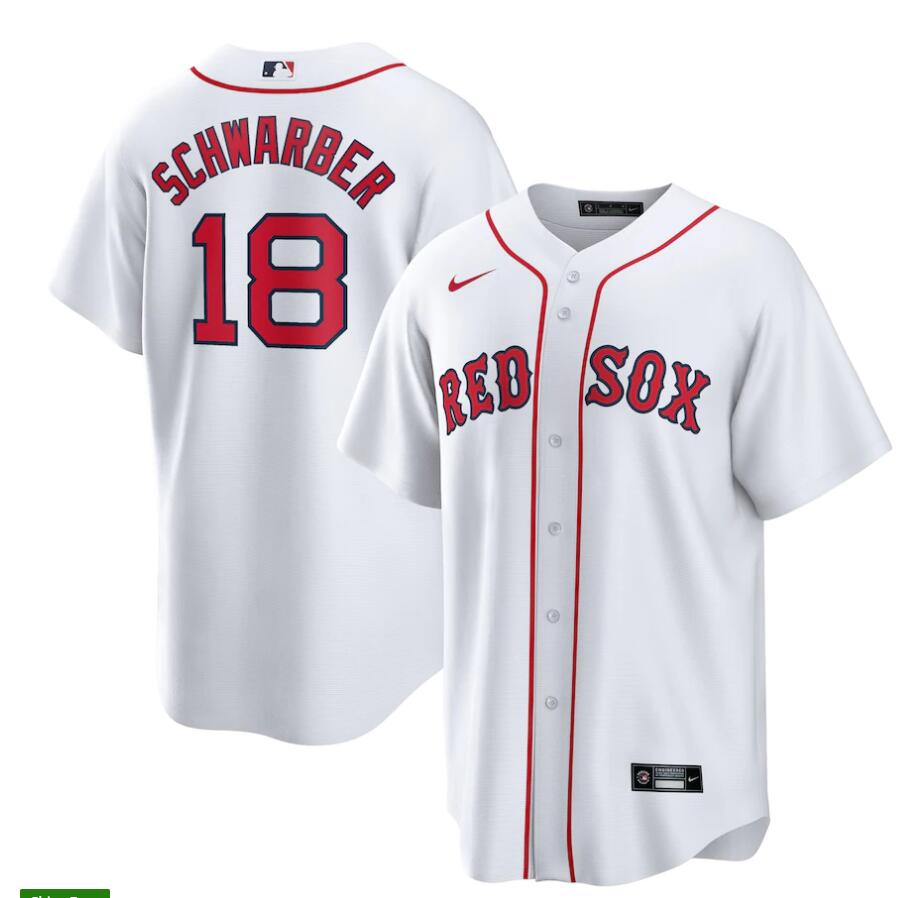 Mens Boston Red Sox #18 Kyle Schwarber Nike White Home with Name Cool Base Jersey