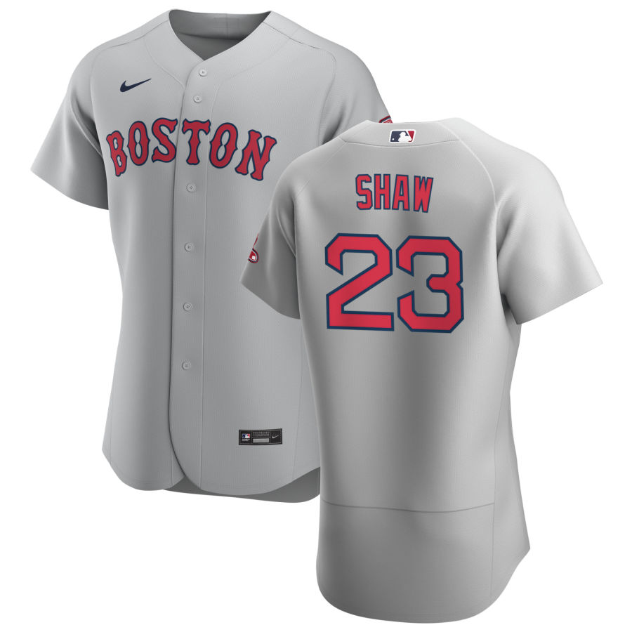 Mens Boston Red Sox #23 Travis Shaw Nike Gray Road Flex Base Jersey