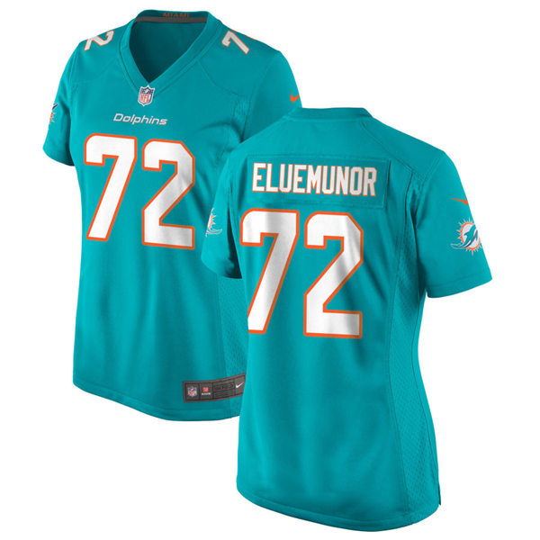 Womens Miami Dolphins #72 Jermaine Eluemunor Nike Aqua Vapor Limited Jersey