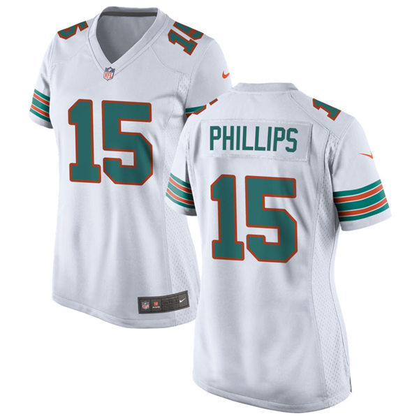 Womens Miami Dolphins #15 Jaelan Phillips Nike White Retro Alternate Vapor Limited Jersey Womens Miami Dolphins #15 Jaelan Phillips Nike White Retro Alternate Vapor Limited Jersey