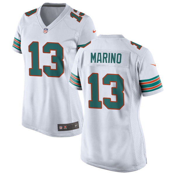 Womens Miami Dolphins Retired Player #13 Dan Marino Nike White Retro Alternate Vapor Limited Jersey