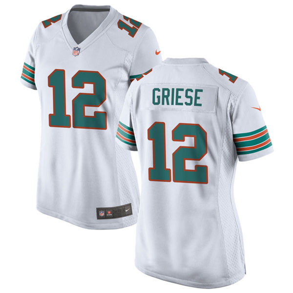 Womens Miami Dolphins Retired Player #12 Bob Griese Nike White Retro Alternate Vapor Limited Jersey