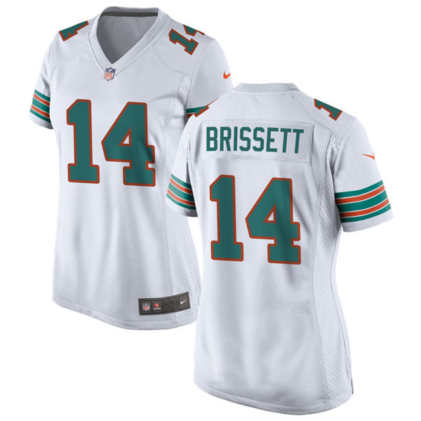 Womens Miami Dolphins #14 Jacoby Brissett Nike White Retro Alternate Vapor Limited Jersey