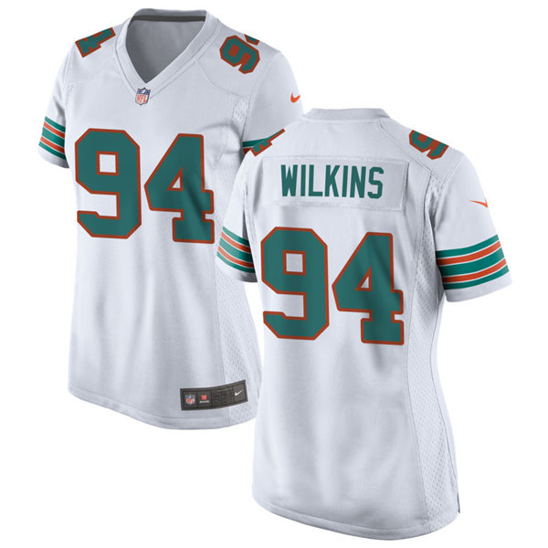 Womens Miami Dolphins #94 Christian Wilkins Nike White Retro Alternate Vapor Limited Jersey