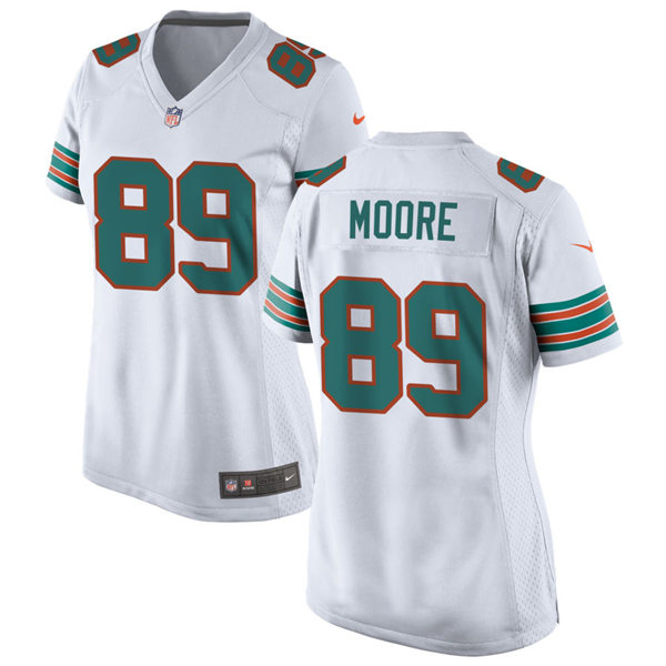 Womens Miami Dolphins Retired Player #89 Nat Moore Nike White Retro Alternate Vapor Limited Jersey