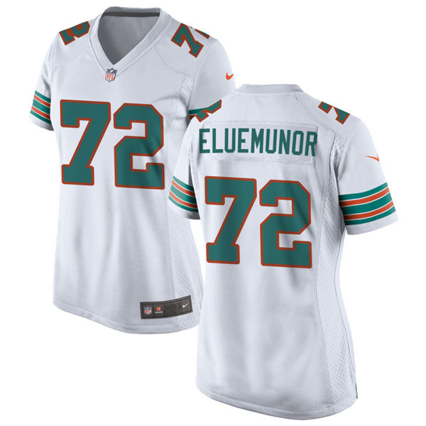 Womens Miami Dolphins #72 Jermaine Eluemunor Nike White Retro Alternate Vapor Limited Jersey