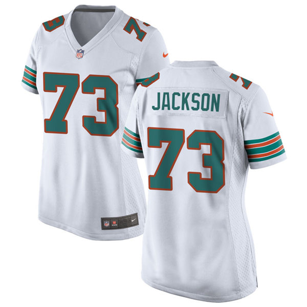 Womens Miami Dolphins #73 Austin Jackson Nike White Retro Alternate Vapor Limited Jersey Womens Miami Dolphins #73 Austin Jackson Nike White Retro Alternate Vapor Limited Jersey