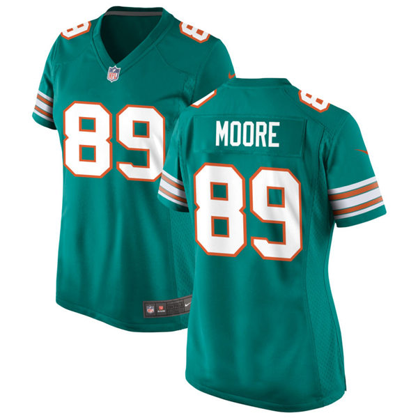 Womens Miami Dolphins Retired Player #89 Nat Moore Nike Aqua Retro Alternate Vapor Limited Jersey