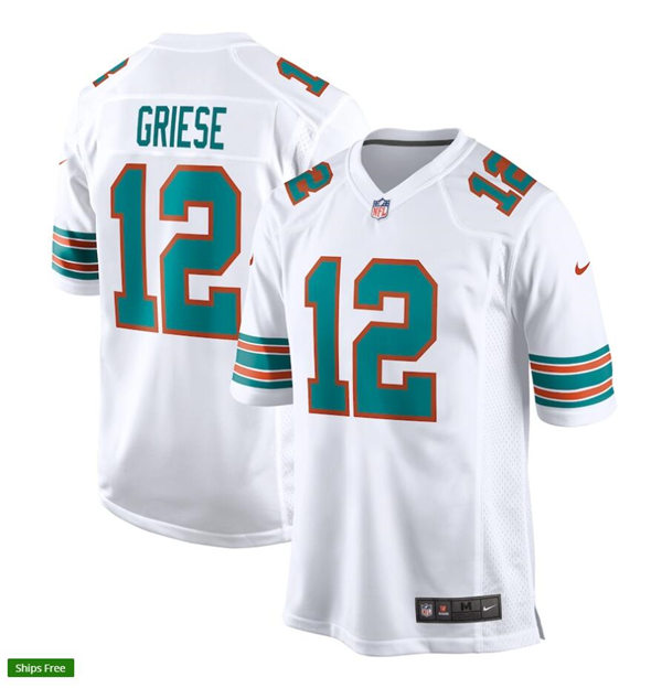 Mens Miami Dolphins Retired Player #12 Bob Griese Nike White Retro Alternate Vapor Limited Jersey Mens Miami Dolphins Retired Player #12 Bob Griese Nike White Retro Alternate Vapor Limited Jersey