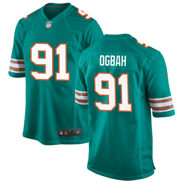 Mens Miami Dolphins #91 Emmanuel Ogbah Nike Aqua Retro Alternate Vapor Limited Jersey Mens Miami Dolphins #91 Emmanuel Ogbah Nike Aqua Retro Alternate Vapor Limited Jersey