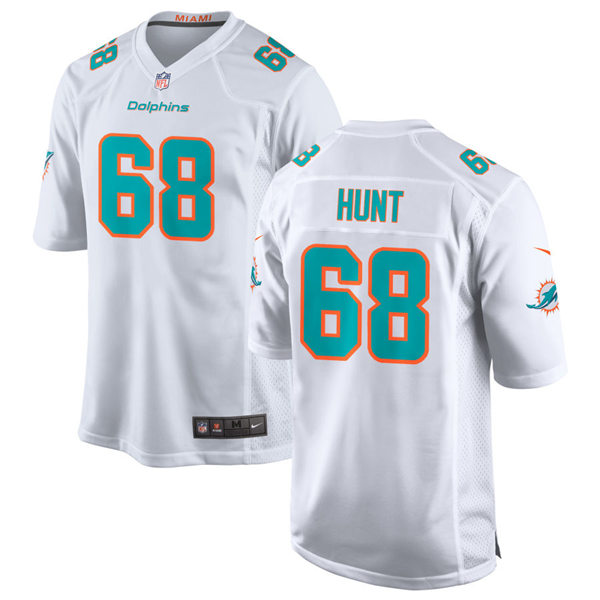 Mens Miami Dolphins #68 Robert Hunt Nike White Vapor Limited Jersey