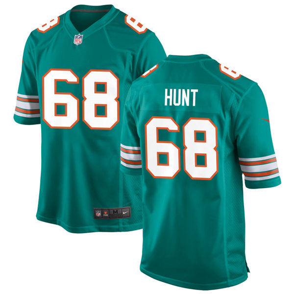 Mens Miami Dolphins #68 Robert Hunt Nike Aqua Retro Alternate Vapor Limited Jersey