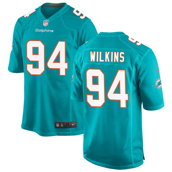 Mens Miami Dolphins #94 Christian Wilkins Nike Aqua Vapor Limited Jersey