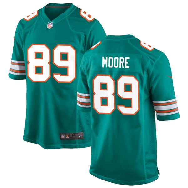 Mens Miami Dolphins Retired Player #89 Nat Moore Nike Aqua Retro Alternate Vapor Limited Jersey