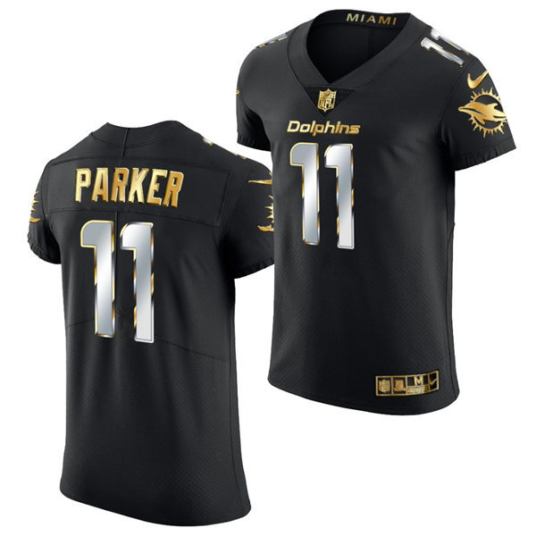 Mens Miami Dolphins #11 DeVante Parker Nike Black Elite Golden Edition Jersey Mens Miami Dolphins #11 DeVante Parker Nike Black Elite Golden Edition Jersey