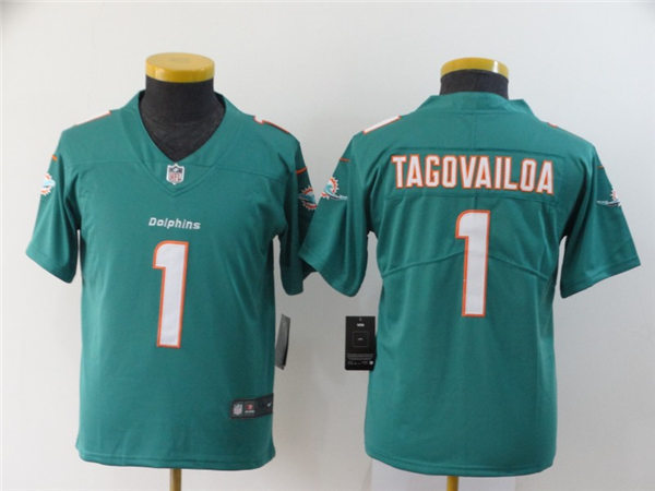 Youth Miami Dolphins #1 Tua Tagovailoa Nike Aqua Vapor Limited Jersey