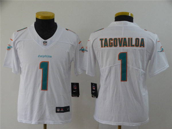 Youth Miami Dolphins #1 Tua Tagovailoa Nike White Vapor Limited Jersey