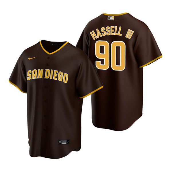 Youth San Diego Padres #90 Robert Hassell III Nike Tan Brown Alternate CooBase Stitched MLB Jersey Youth San Diego Padres #90 Robert Hassell III Nike Tan Brown Alternate CooBase Stitched MLB Jersey
