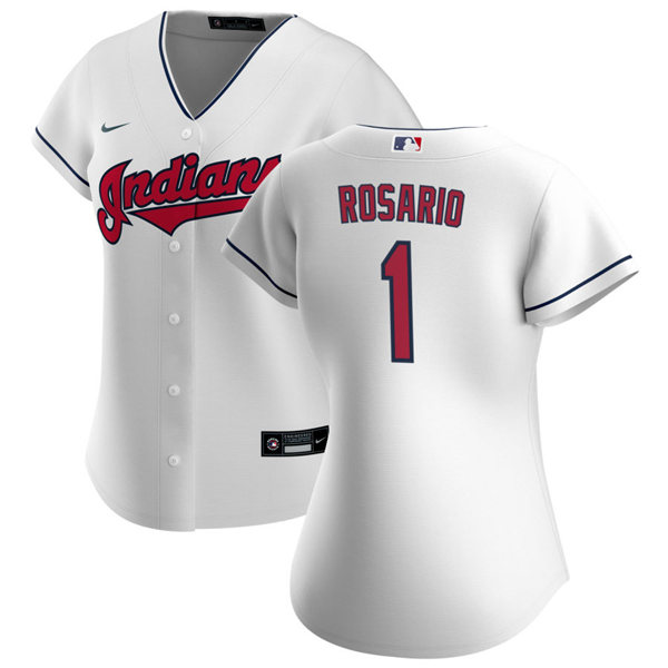 Womens Cleveland Indians #1 Amed Rosario Nike Home White Cool Base Jersey Womens Cleveland Indians #1 Amed Rosario Nike Home White Cool Base Jersey